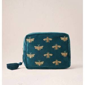 NEW ELIZABETH SCARLETT women's honey bee wash bag in rich blue